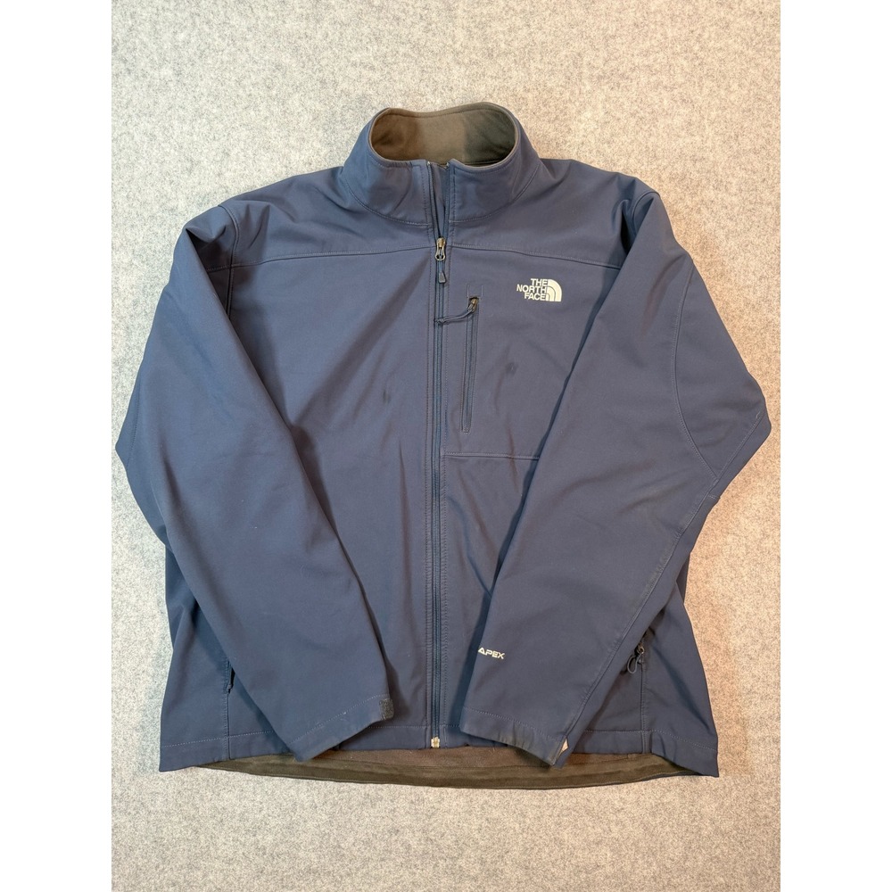 The North Face Apex Softshell Jacket Mens XXL Blue Full Zip Fleece Lined Coat